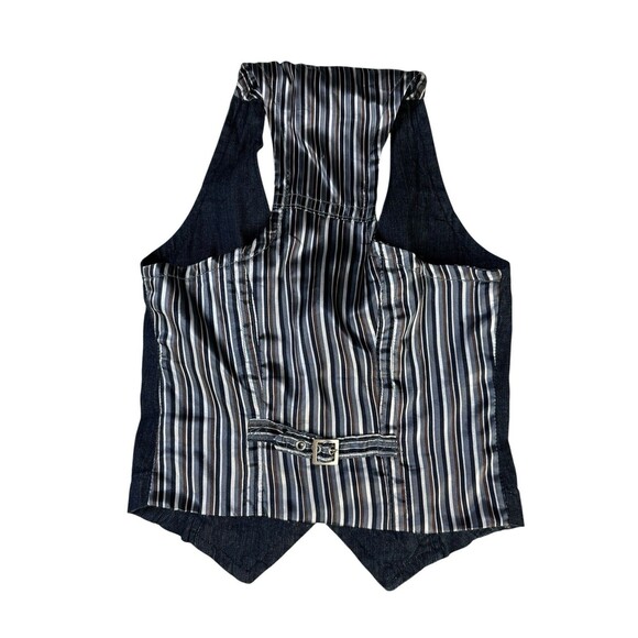 Y2K Vintage WET SEAL Vest Denim Striped Buttons Sz XS - Picture 4 of 9